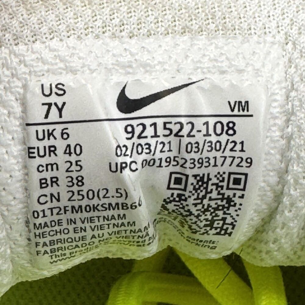 Nike Air Max 97 Shoes Youth Size 7Y White Volt Logo Print GS 921522-108 Running - Picture 10 of 10
